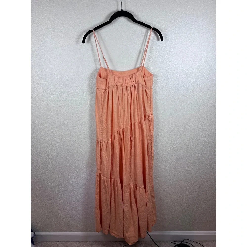 Abercrombie & Fitch Linen Tiered Maxi‎ Dress XSP Beach Boho Flowy Minimalist